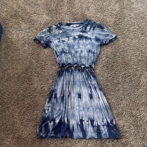 American Eagle Blue Tie-Dye Dress with Tied Cut-Out Detailing